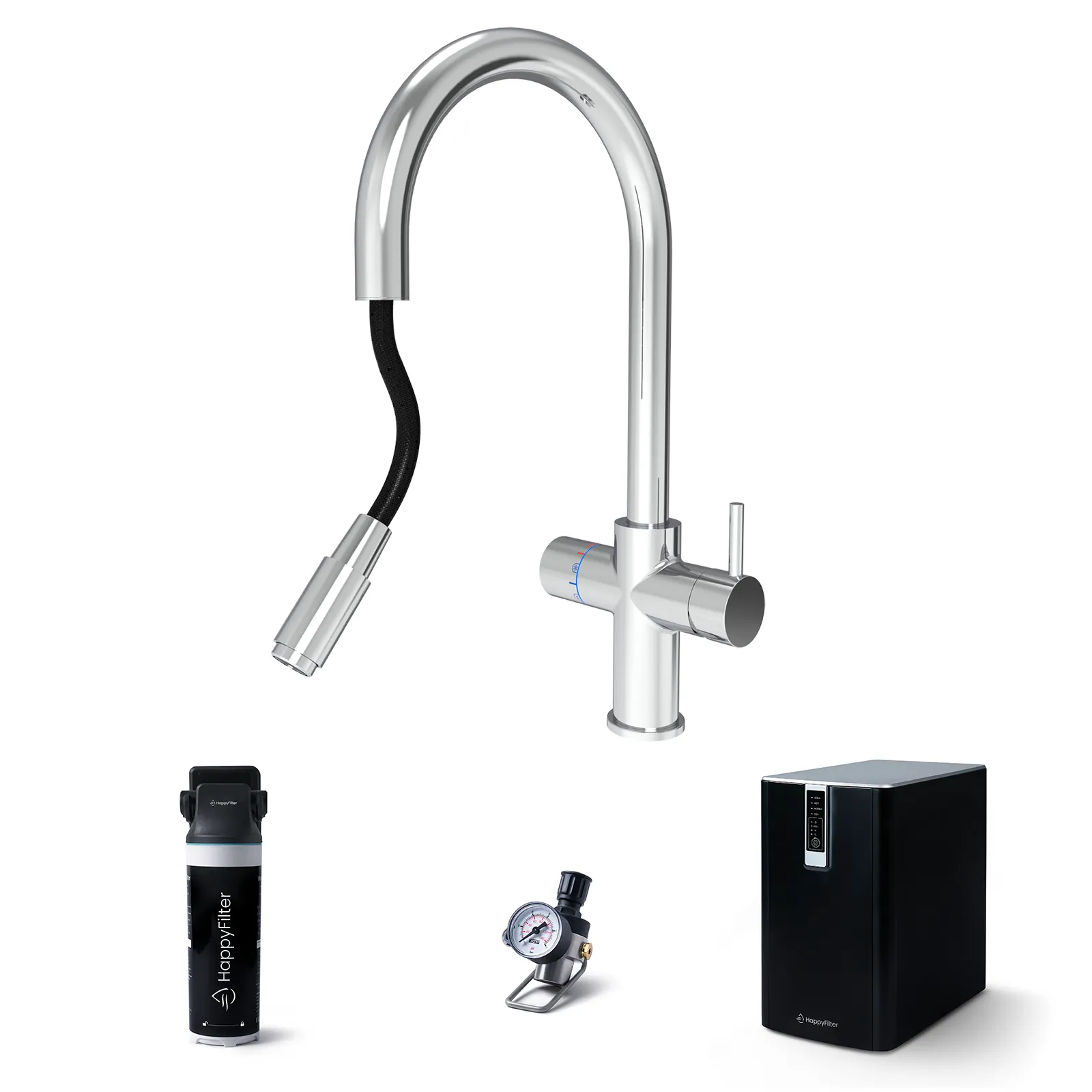 FizzRed Wasserhahn – Sprudel, Kalt & Heiß aus einem Hahn